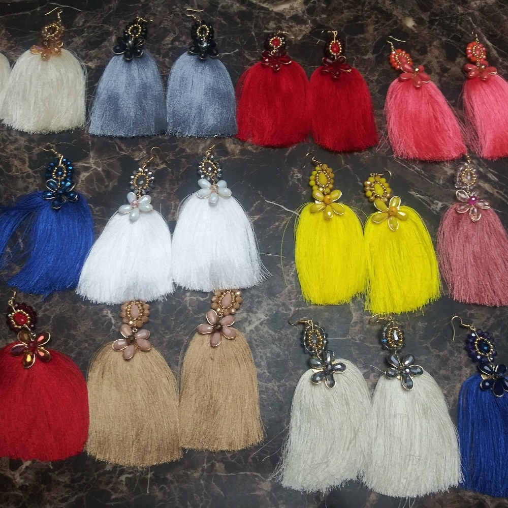 Aretes cascada cristal y hilo